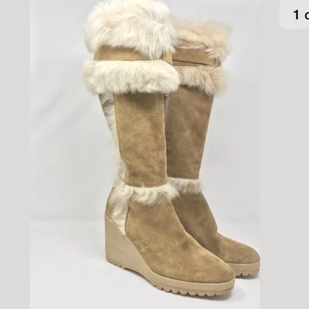 Coach Sharma Suede Sherling Boots, size 8